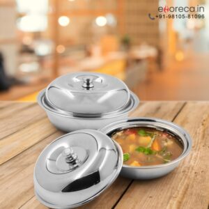 SS ROUND ENTRÉE DISH WITH LID