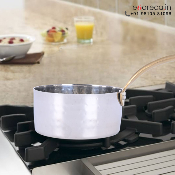 Stainless Steel Serving Sauce Pan with Brass Handle