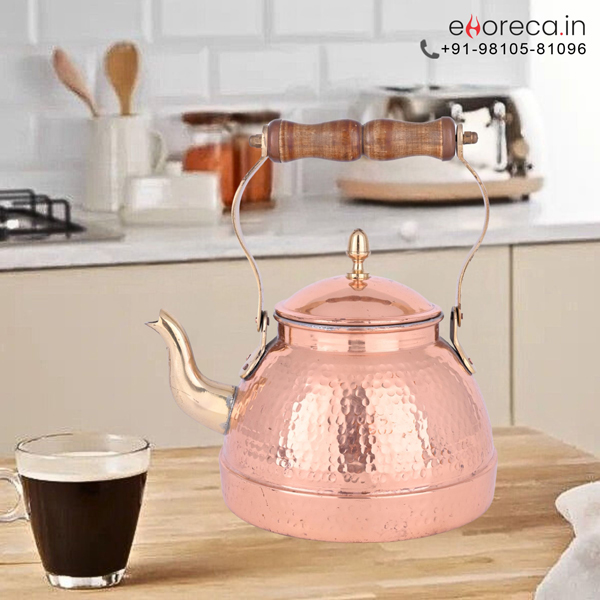 COPPER HAMMERED SERVING KETTLE