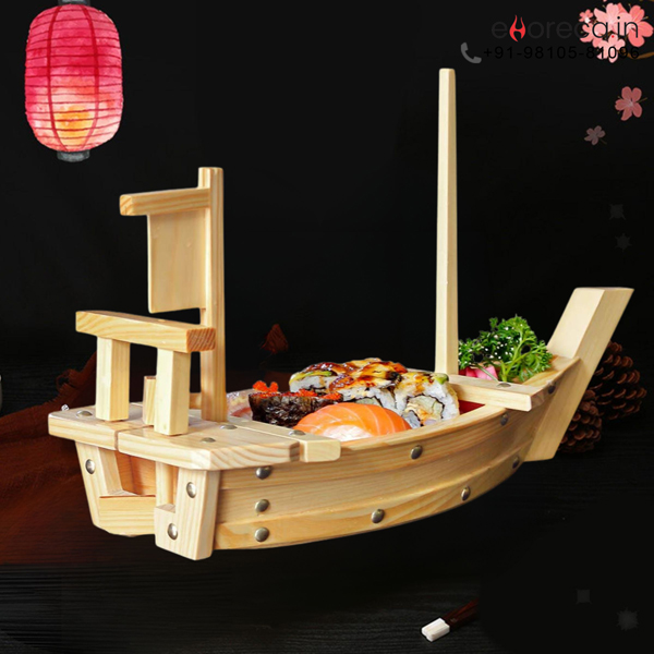 WOODEN SUSHI SERVING BOAT